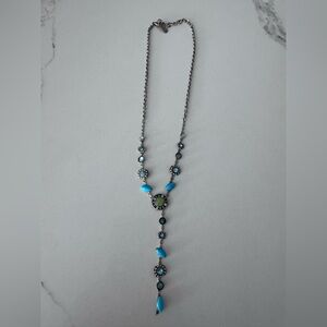 💙 Felicia Blue & Turquoise Tone Y-Necklace | Boho Artisan Statement